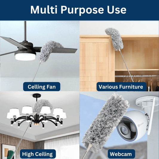 Microfiber Duster with Extension Pole Reach & Clean Easily
