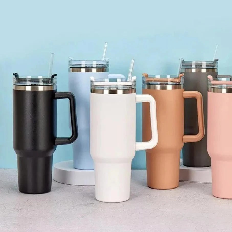 Stanley 40 Oz (1200ML) Stainless Steel Vacuum Insulated Tumbler with Straw –Random Colors | Stanley ( Plain)