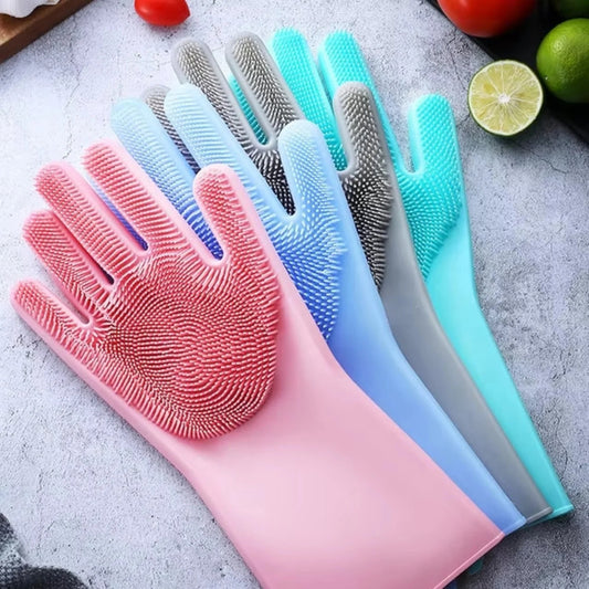 Silicone Dishwashing Cleaning Gloves Pair