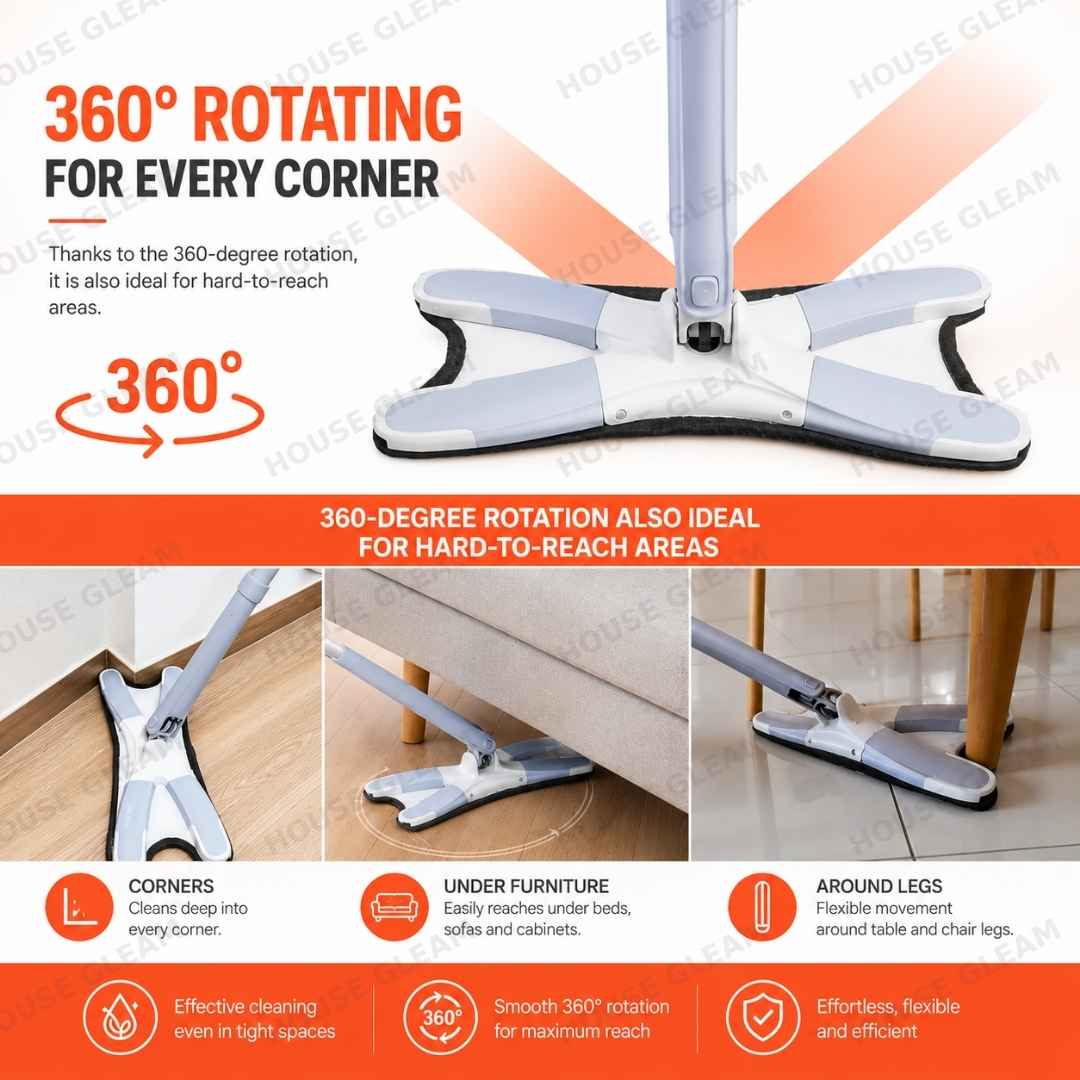 Rotating X-Type Flat Microfiber Mop