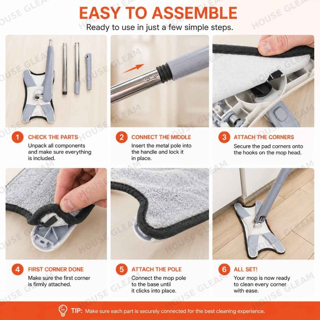 Rotating X-Type Flat Microfiber Mop